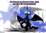  alukamalika blue_eyes blue_hair corruption cutie_mark english_text equine female feral friendship_is_magic glowing glowing_eyes hair hi_res horn horse mammal my_little_pony nightmare_moon_(mlp) pain pony princess_luna_(mlp) screaming solo tears text transformation winged_unicorn wings 