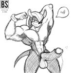 abs anthro armadillo armpit_hair bacon_sama balls bedroom_eyes big_balls big_muscles big_pecs big_penis blush bodily_fluids body_hair dripping erection facial_hair flexing flexing_bicep flirting flirting_with_viewer genital_fluids genitals goatee hand_behind_head heart_symbol hi_res male mammal mighty_the_armadillo muscular muscular_male narrowed_eyes pecs penis precum precum_drip seductive sega sketch smile smiling_at_viewer solo sonic_the_hedgehog_(series) speech_bubble xenarthran