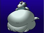  anthro blue_background canine clothing expansion female fur grey_shirt mammal nintendo no-straight-lines_(artist) obese overweight plain_background solo video_games white_fur whitney_(animal_crossing) wolf 