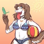  bee_(character) bikini canine cleavage clothed clothing dog female mammal open_mouth popsicle solo swimsuit tight_clothing tongue tongue_out zombbh 