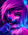  ambiguous_gender bioluminescence canine claws falvie glowing looking_at_viewer mammal purple_eyes solo tongue tongue_out wolf 