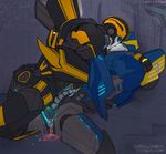  black_body bumblebee_(transformers) cum gay kissing lube machine male mechanical penis prime robot rubbing smokescreen spikes transformers 