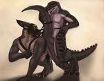  anal anthro bdsm black_penis bondage bound canine cum draikyr duo from_behind gay hybrid interspecies male mammal multi_cock penis prehensile_penis reptile scalie sex sovy 