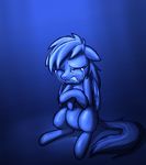  blue_theme crying equine eyes_closed female feral friendship_is_magic hair horse mammal mickeymonster monochrome my_little_pony pegasus pony rainbow_dash_(mlp) sad sitting solo upset wings 