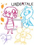  ambiguous_gender animal_ears caprine crying female flower flowey_the_flower ghost goat hat hindpaw logo mammal napstablook open_mouth paws plant protagonist_(undertale) ribbons spirit tears tongue top_hat toriel undertale 