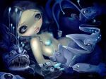 ambiguous_gender anglerfish bioluminescence bra_(anatomy) breasts deep_sea eel eyebrows eyelashes female female_focus feral fin fingers fish fish_tail formal_art glowing group gulper_eel hair humanoid humanoid_merfolk jasmine_becket-griffith lanternfish legless lips long_hair lure_(anatomy) male mammal marine merfolk mermaid_tail nude open_mouth painting_(artwork) pink_lips scaled_breasts scales sharp_teeth signature simple_background size_difference smaller_male split_form tail tail_fin teeth traditional_media_(artwork) traditional_painting_(artwork) wavy_hair