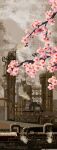  branch cherry_blossoms factory hashtag-only_commentary highres industrial_pipe kroizzz ladder no_humans original outdoors pixel_art railing scenery steam tower 