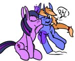 archer_(oc) blush duendeinexistente duo equid equine female feral friendship_is_magic hasbro horn kissing_cheek low_res magic male male/female mammal my_little_pony mythological_creature mythological_equine mythology sitting sliding twilight_sparkle_(mlp) unicorn