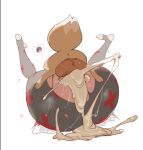  1girl ass bestiality blue_hair cum cum_overflow cum_pool eevee grey_pantyhose hetero lying multicolored_hair no_shoes on_back pantyhose papamilk penny_(pokemon) pokemon pokemon_(creature) pokemon_sv pokephilia red_hair sex short_hair simple_background stirrup_legwear testicles toeless_legwear torn_clothes torn_pantyhose two-tone_hair white_background 