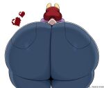 2025 absurd_res anthro big_butt bottomwear butt butt_focus clothing denim denim_bottomwear denim_clothing female hi_res huge_butt jeans lagomorph leporid mammal mature_female pants pixelated_heart rabbit regina_harrington slightly_chubby solo thick_thighs ultrastax