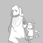  animal_ears blush caprine cub eyes_closed female goat hand_holding horn mammal paws protagonist_(undertale) ribbons smile stick teeth toriel undertale young 