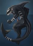  anthro back biceps black_skin blue_eyes butt cetacean dorsal_fin erection fangs fin flexing grey_skin grin lunalei male mammal marine muscles nude orca penis pose presenting scales smile solo tapering_penis teeth whale 