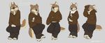  anthro bandanna blush canine claws clothed clothing ears_back eyes_closed hindpaw jeremy male mammal paws sefeiren sitting sleeping standing sweater timber_wolf wolf 