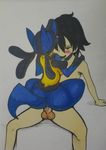  black_hair blush breasts cum cum_in_pussy cum_inside duo female hair human interspecies kewon lucario male mammal nintendo penetration pok&#233;mon pok&#233;philia pok&eacute;mon pok&eacute;philia pussy side_boob sitting straight vaginal vaginal_penetration video_games 