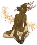  &lt;3 anthro antlers back back_turned butt cervine cute deer ear_piercing hooves horn looking_at_viewer looking_back male mammal nude piercing pose solo spread_legs spreading tongue tongue_out tongue_piercing truegrave9 