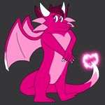 anthro dragon female grey_background hair horn jeral looking_at_viewer magic_user nude pink_body pink_eyes pink_hair plain_background plantigrade simple_background solo spread_wings 