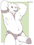  anthro arms_above_head balls bear biceps big_muscles big_penis chubby digitalduckstudios ducko erection front fur hands_behind_head leather looking_at_viewer male mammal musclegut muscles navel nipples penis polar_bear pose presenting smile solo standing thong uncut 