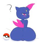  big_butt bluelimelight blush butt female looking_at_viewer nintendo pok&#233;ball pok&#233;mon pok&eacute;ball pok&eacute;mon pussy sitting sneasel solo video_games 