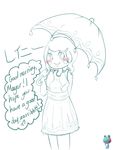  &lt;3 amphibian animal_crossing blush english_text female frog human humanized japanese_text lacgl lily lily_(animal_crossing) mammal monochrome nintendo text translation_request umbrella unknown_artist video_games 