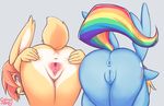  &lt;3 anthro anthrofied anus bent_over blue_fur butt cottonpanty cutie_mark duo equine female friendship_is_magic fur hair horse lagomorph looking_back mammal multi-colored_hair my_little_pony nude pegasus pony presenting presenting_hindquarters pussy rabbit rainbow_dash_(mlp) rainbow_hair spread_legs spread_pussy spreading wings 