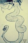  black_and_white eel elopomorpha female flat_chested monochrome mustard_bastard nipples nude siren sketch solo yari_shinai 