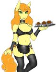  anthro anthrofied bra breasts carrot_top_(mlp) cleavage clothed clothing cupcake cutie_mark equine female friendship_is_magic ginger_hair green_eyes hair horse legwear looking_at_viewer mammal my_little_pony navel orange_hair panties plain_background plate pony solo stockings underwear voxix white_background wings 