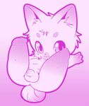  :3 anthro balls barefoot butt canine cub cute flaccid fur legs_up looking_at_viewer male mammal nude penis pink_background pink_eyes pink_fur pink_theme plain_background raised_arm raised_leg uncut unknown_artist white_fur wolf young 