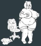  7-car-pileup big_belly breast_grab breasts chair chubby clothing eyewear female glasses hair hooves legwear mammal nipples open_mouth overweight pants piercing pig porcine shirt stockings torn_clothing transformation weight_gain 