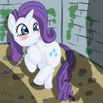  bdsm blue_eyes blush bondage bound chain collar cutie_mark dungeon equine female feral friendship_is_magic fur hair horn horse makoruu mammal my_little_pony pony purple_hair rarity_(mlp) shadow spike_(mlp) unicorn white_fur 