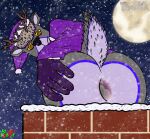 absurd_res anthro antlers anus artist_logo artist_name bobble_hat bodily_fluids brick butt chimney christmas christmas_clothing christmas_headwear clothing coat colored cum deer fluffy gaping genital_fluids gloves hair half_naked handwear handwritten_text hat headgear headwear hi_res highlights_(coloring) holidays horn leaking leaking_anus leaking_cum light logo male mammal moon moonlight new_world_deer night pooka_(pookashifts) pookashifts purple_clothing purple_costume purple_nose reindeer santa_coat santa_hat scut_tail short_tail signature snow snowfall solo spread_anus spreading star tail text topwear