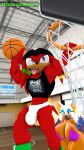 3d_(artwork) 4k 9:16 absurd_res anthro armwear ball basketball_(ball) basketball_court basketball_hoop bat beanie big_breasts bikini bikini_top bottomless bottomless_female bracelet breasts bulge clothed clothing collar digital_media_(artwork) duo ear_piercing ear_ring echidna elbow_gloves female fingerless_gloves genitals gloves gold_(metal) gold_bracelet gold_jewelry handwear hat headgear headwear hi_res huge_breasts jewelry knuckles_the_echidna lips male mammal monotreme open_mouth piercing punisher ring_piercing rocketspuff rouge_the_bat sega slam_dunk sonic_the_hedgehog_(series) spiked_collar spikes surprised swimwear thick_lips thick_thighs tongue tongue_out two-piece_swimsuit vulva wide_eyed