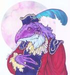 2023 alien anthro beak clothed clothing elderly english_description fangs fully_clothed gown herm_(lore) multi_limb pirate pirate_hat renaissance_clothing signature skekla_(artist) skeksa_the_mariner skeksis solo teeth the_dark_crystal
