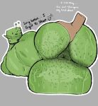 2025 alien antennae_(anatomy) anus big_butt bodily_fluids body_hair butt butt_grab butt_hair dialogue digital_drawing_(artwork) digital_media_(artwork) disembodied_hand duo english_text eyebrows green_body green_skin grey_background hand_on_butt human humanoid_pointy_ears hunkyhues imminent_sex looking_back lying male male/male mammal not_furry on_side pointy_ears rear_view simple_background spread_butt spreading sweat sweaty_butt text