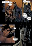 2023 5_fingers anthro arm_scar better_version_at_paywall big_muscles black_body black_hair bottomwear bovid brown_body brown_bottomwear brown_clothing brown_eyes brown_pants canid canine caprine chest_scar clothed clothing colored comic curly_hair detailed detailed_background dialogue duo english_text eyebrows facial_scar fantasy fingers goat hair horn inside jewelry male mammal mouth_closed mouth_scar muscular muscular_anthro muscular_arms muscular_male necklace open_mouth pants purplebirdman roshim_(purplebirdman) scar serious shaded sheep size_difference solo speech_bubble tall_ears text thick_eyebrows topless topless_anthro topless_male topwear torn_clothing url wrapped_arms yellow_eyes