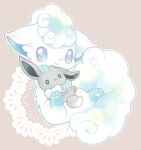 abstract_background alolan_form alolan_vulpix ambiguous_gender black_inner_ear blue_body blue_eyes blue_fur blue_inner_ear blue_markings blush canid canine digital_media_(artwork) digitigrade dipstick_tail duo eevee feral fluffy fluffy_tail fur generation_1_pokemon generation_7_pokemon gloves_(marking) grey_background grey_body grey_eyes grey_fur hair hand_on_chest hand_on_head holding_another leg_markings low_res mammal markings michi_runi midair neck_tuft nintendo pawpads paws pink_pawpads pokemon pokemon_(species) regional_form_(pokemon) shiny_pokemon simple_background size_difference smile socks_(marking) tail tail_markings tuft unavailable_at_source white_body white_fur white_hair white_markings white_pawpads white_tail_tip