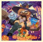 alien anthro big_breasts boots breasts broom broom_riding canid canine canis cleaning_tool clothed clothing costume detailed_background digital_media_(artwork) eyes_closed fangs female food footwear fruit fur hair halloween halloween_costume hat headgear headwear hi_res high_heeled_boots high_heels holding_broom holding_cleaning_tool holding_object holidays idw_publishing jack-o'-lantern legwear looking_at_viewer mammal outside plant pumpkin sega shiro_sonic shoes sitting smile sonic_the_hedgehog_(comics) sonic_the_hedgehog_(idw) sonic_the_hedgehog_(series) tail teeth thigh_boots thigh_highs topwear tree whisper_the_wolf wisp_(sonic) witch_hat wolf