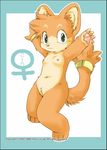  &#9792; ? bracelet cat feline female fur gold green_eyes jewelry mammal momiji_yu-ga nipples orange_fur paws pubes pussy tail_ring young 