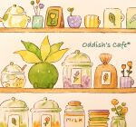  character_name closed_mouth commentary_request cup flower highres milk mug no_humans oddish painting_(medium) pokemon pokemon_(creature) shelf smile solid_oval_eyes teapot traditional_media watercolor_(medium) white_eyes yukichi_0611 