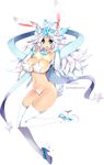  alpha_channel animal_ears big_breasts blue_eyes breasts clothed clothing elbow_gloves female gloves hair legwear long_hair navel pasties plain_background pose ranniiee skimpy solo sponty star stockings transparent_background white_hair 