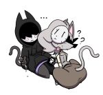 2026 :< alternative_fashion anthro bandage big_butt bonnie_bonnet bottomwear breasts butt clothing cutlery digital_drawing_(artwork) digital_media_(artwork) domestic_cat duo emo feeding_another felid feline felis female fur gata_preobrazhenskaya gata_the_future_russian_kitty grey_body grey_fur grey_hair hair hair_over_eyes hoodie huge_butt kitchen_utensils kneeling maddeku mammal mask medium_breasts pants pointy_ears poison question_mark russian_blue simple_background sitting small_breasts spoon tail tongue tongue_out tools topwear white_background wide_hips