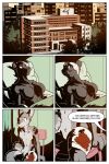 anthro bandage bed blood_on_bandage bodily_fluids breasts building canid canine canis chair comic crying dialogue duo felid female fluffy fluffy_tail furniture hi_res hospital hospital_bed ideka mammal nude pantherine pillow plant rick_griffin sakitori tail tattoo tears tree waking_up wolf worried