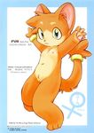  &#9792; ? border bracelet cat feline female fur gold green_eyes jewelry mammal momiji_yu-ga nipples orange_fur paws pubes pussy solo tail_ring 