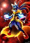  ambiguous_gender energy_ball haychel lucario mega_evolution mega_lucario mega_pokemon nintendo pok&#233;mon pok&eacute;mon pokemon pokemon_(game) pokemon_xy red_eyes solo video_games 