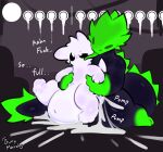 4_toes abdominal_bulge absurd_res ambiguous_gender ambiguous_penetrated ambiguous_penetration anal anal_penetration anthro belly big_belly big_butt bodily_fluids bunymarch42 butt cum cum_inflation cum_inside dialogue digital_media_(artwork) digitigrade duo english_text erection feet from_behind_position fur gameplay_mechanics genital_fluids genitals held_up hi_res inflation licking lizard_(rain_world) male male/ambiguous male/male male_penetrated male_penetrating male_penetrating_ambiguous male_penetrating_male mammal navel nude penetration penile penile_penetration penis rain_world reptile scalie sex simple_background size_difference slugcat tail text toes tongue tongue_out videocult white_body white_fur