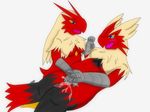  avian barefoot bird black_eyes black_fur blaziken blue_eyes breasts chicken claws crying feathers female fur lesbian lying mega_blaziken mega_evolution nintendo nude on_back open_mouth orgasm plain_background pok&#233;mon pok&eacute;mon raised_arm red_fur squint tears tongue unknown_artist video_games white_background yellow_eyes 