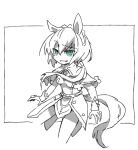  1girl animal_ears beer_hsk braid breasts capelet commentary_request cropped_legs crown_braid dress green_eyes hair_between_eyes horse_ears horse_girl horse_tail kin'iro_ryotei_(umamusume) long_hair long_sleeves looking_at_viewer low_ponytail monochrome ponytail simple_background small_breasts solo spot_color tail umamusume very_long_hair white_background 