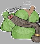 2025 accessory alien antennae_(anatomy) anus ball_stretcher balls big_butt big_penis bodily_fluids body_hair butt butt_grab butt_hair cock_ring dialogue digital_drawing_(artwork) digital_media_(artwork) disembodied_hand disembodied_penis duo english_text erection eyebrows genital_fluids genitals green_body green_skin grey_background hairy_balls hand_on_butt human humanoid_pointy_ears hunkyhues imminent_sex jewelry leaking_precum looking_back lying male male/male mammal not_furry on_side penis penis_accessory penis_jewelry pointy_ears precum rear_view saggy_balls simple_background spiked_cock_ring spikes spread_butt spreading sweat sweaty_butt text vein veiny_penis