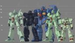  arms_at_sides artist_name assault_visor blue_visor char's_counterattack clenched_hands commentary_request full_body green_visor grey_background gundam gundam_f91 gundam_hathaway's_flash gundam_unicorn gustav_karl heavygun height_mark highres hiwa_industry jegan jegan_d_type jesta mecha mecha_focus missile_pod mobile_suit no_humans orange_visor radio_antenna red_visor robot science_fiction size_comparison standing thrusters watermark 