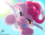  blue_eyes english_text equine female feral flying friendship_is_magic fur hair horse kitsuneymg mammal my_little_pony pegasus pink_fur pink_hair pinkie_pie_(mlp) pony sky solo text wings 