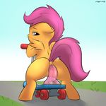  anal anus clopper-dude cub dildo equine female feral friendship_is_magic fur gaping hair horse mammal my_little_pony orange_fur pegasus pony pose purple_hair pussy scootaloo_(mlp) scooter sex_toy solo wings young 
